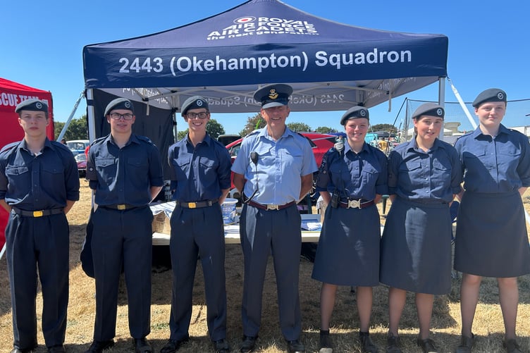 Flight Sergeant Dave Wilkinson and the air cadets of Okehampton's 2443 Squadron.