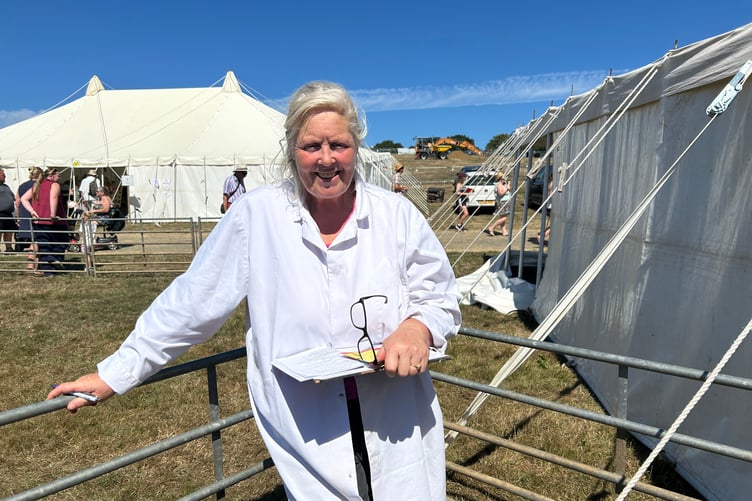 Pig section secretary Deborah Custance Baker during the judging.