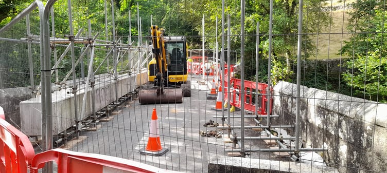Work in progress on the historic bridge at Lydford. Pictures: Steve Hylett/Lydford Parish Council.