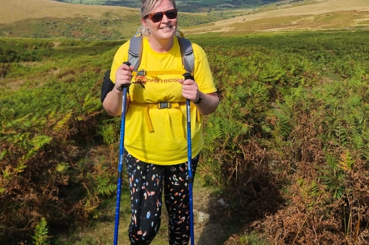 Intrepid Cheryl Dencer on her 20-mile Dartmoor trek in aid of Endometriosis UK.