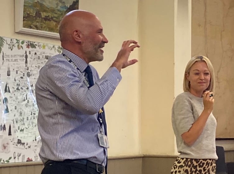 BBC TV weather presenters Dan Downs and Bee Tucker entertaining the Wheal Betsy Ladies