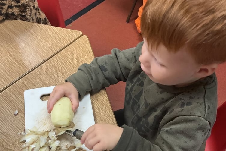 Horrabridge School children entered the imaginative world of children's author Julia Donaldson story characters for a day, including preparing a vegetable stew for Gruffalo's vegetarian granny.