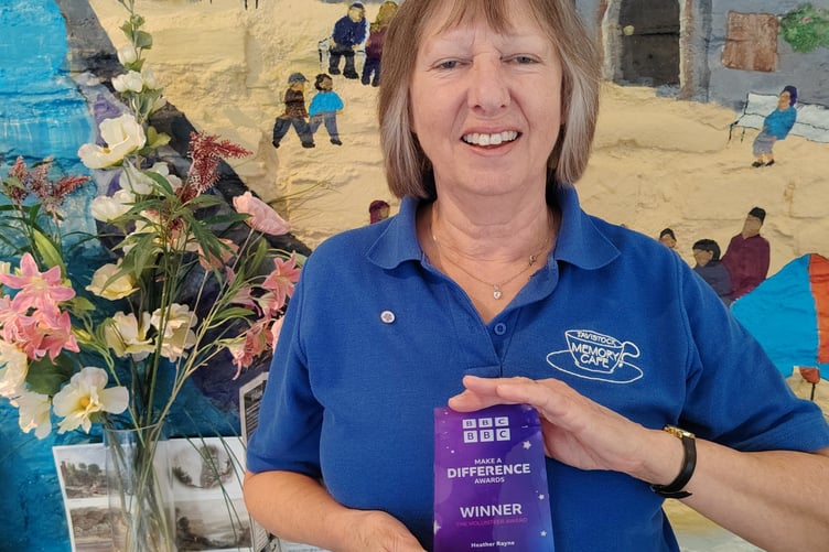 Heather Rayne is celebrating a regional award she won for her volunteering role with Tavistock Memory Cafe.