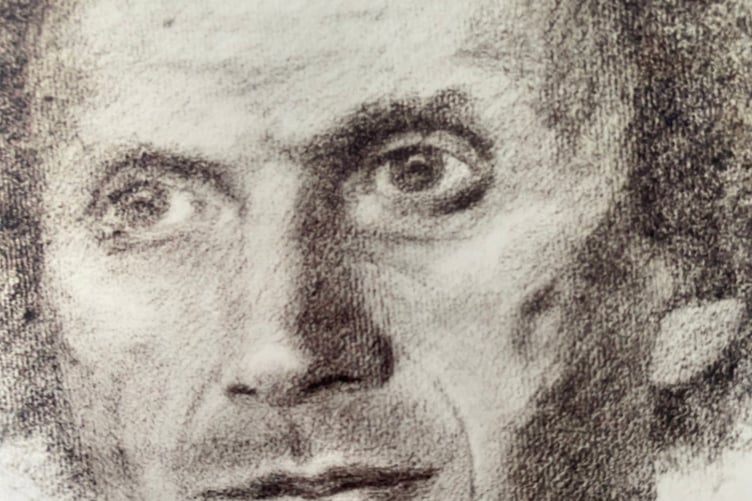 One of the few men's portraits by Eleanor Grace Scarborough which will be on display at the Printworks at Tavistock.
