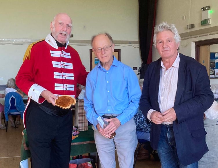 From left: Graham Parker, Joe Pitt and Geoff Wright of Tavistock Millennium Bridge Club, who have given more than £700 to TaviHelps' Christmas treats project.