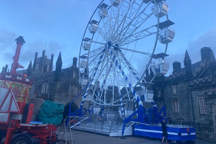 All the fun of the fair is promised as Tavistock Goose Fair launches tomorrow, while the giant wheel was being put up already early this morning.