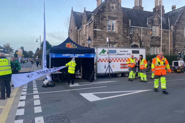 Keeping the crowds safe at Tavistock Goose Fair today, Tavistock Town Council and Devon & Cornwall 4X4 volunteers.