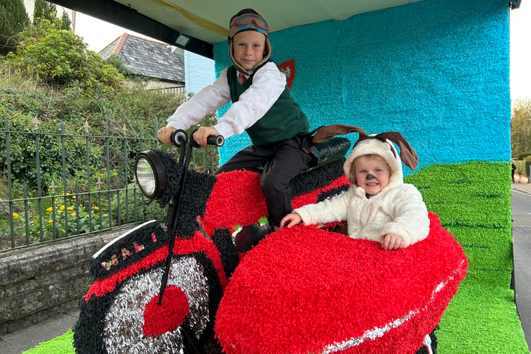Ed and Emily Penna on the '50 years of Aardman' float.