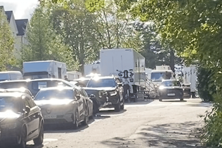A Tavistock car park has been taken over by a fleet of accommodation trailers as TV's Beyond Paradise filming focusses on the West Devon area.