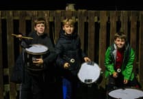 Young football fans banging the drums for Tavistock