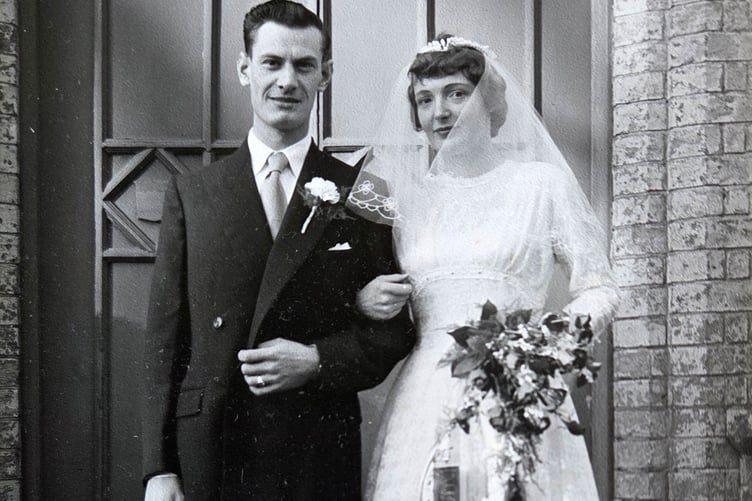 The community helped Joan and Ron Haycock celebrate their seventieth wedding anniversary in Bere Ferrers. They are pictured at their wedding.