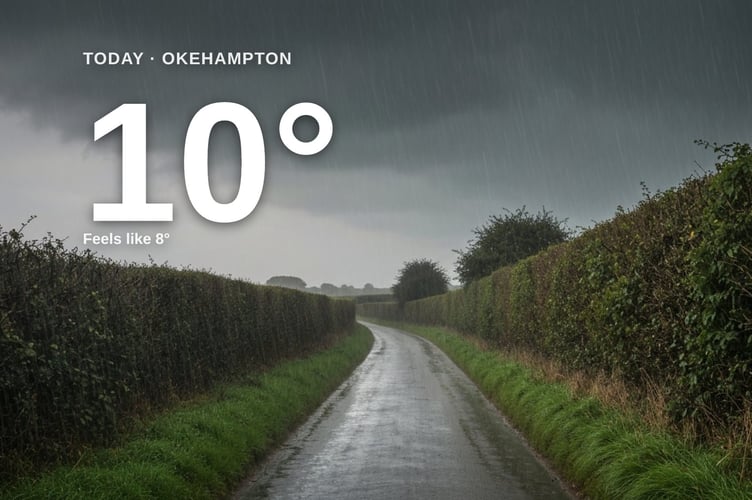 Okehampton weather: heavy rain Friday with rain expected and a high of 10°C