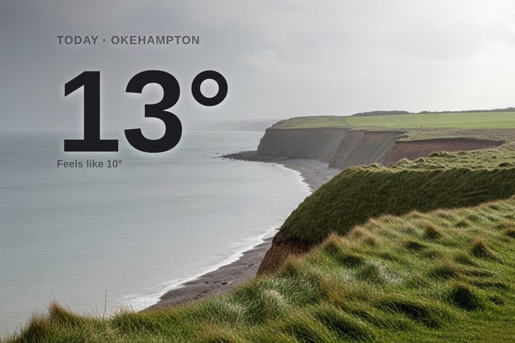 Okehampton weather: cloudy Tuesday with rain expected and a high of 13°C