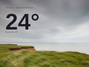 Okehampton: overcast day, high of 24°C