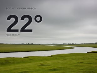 Okehampton: overcast day, high of 22°C
