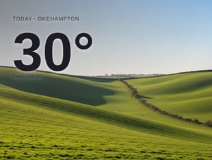Okehampton: sunny day, high of 30°C